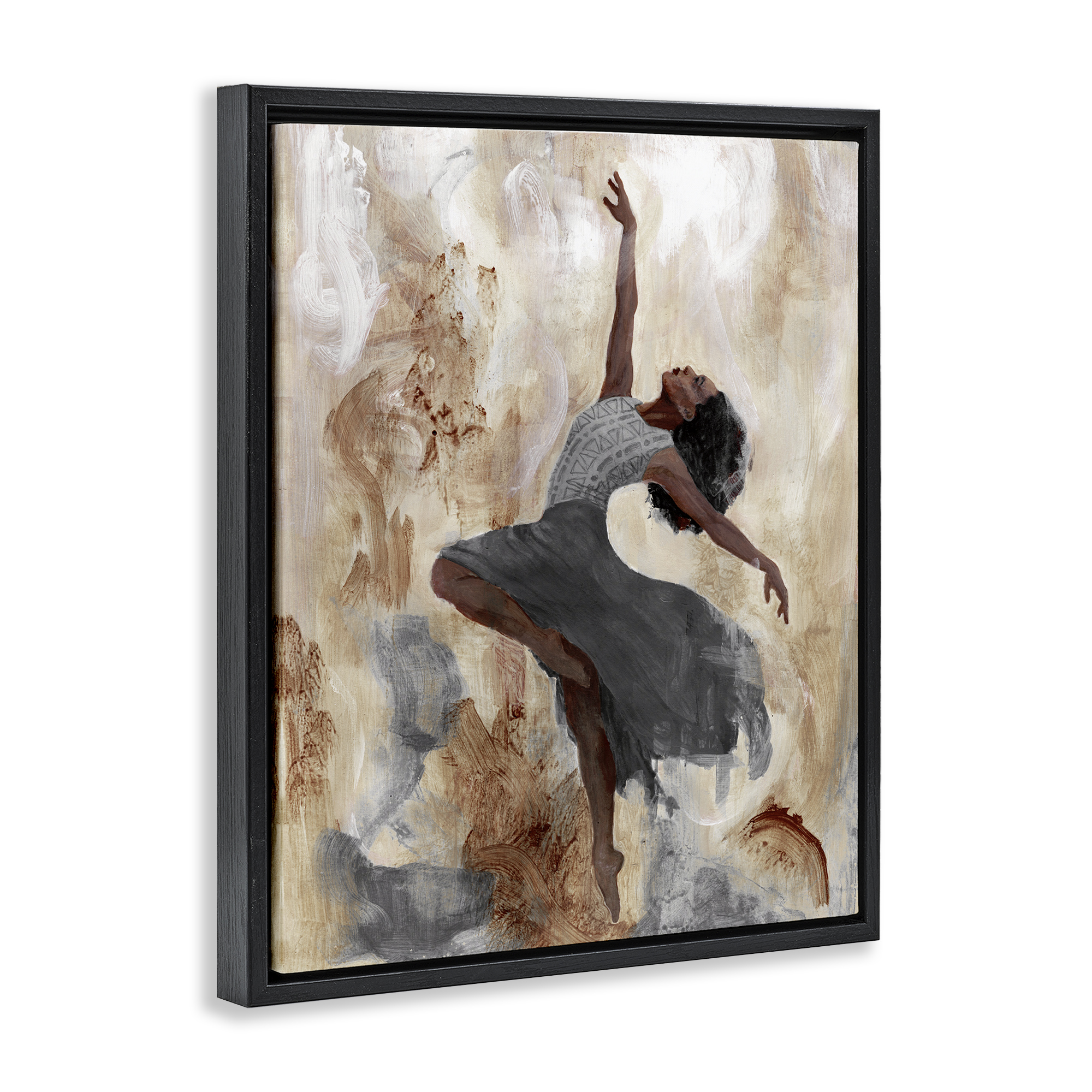 Stupell Industries Rustic Dancing Woman Novelty Painting Black Floater Framed Art Print Wall Art, 25 x 31