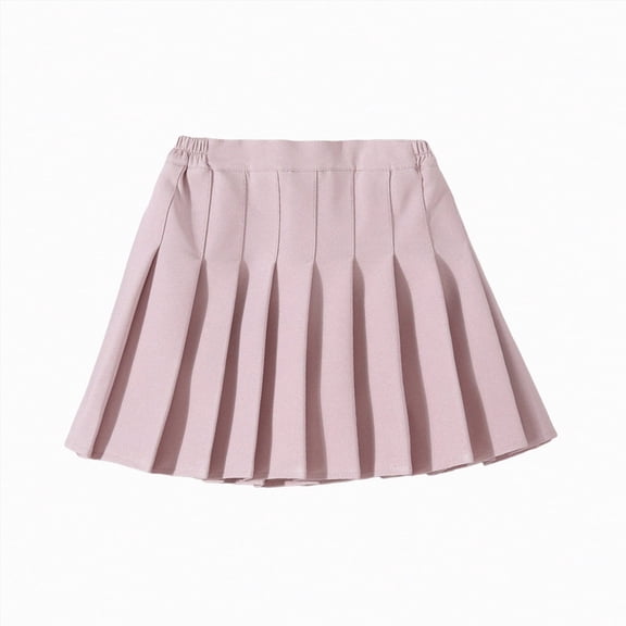 Godom Toddler Girls Pleated Tennis Skirt 2T-13T Elastic Waist Uniform School Mini Skort,Pink
