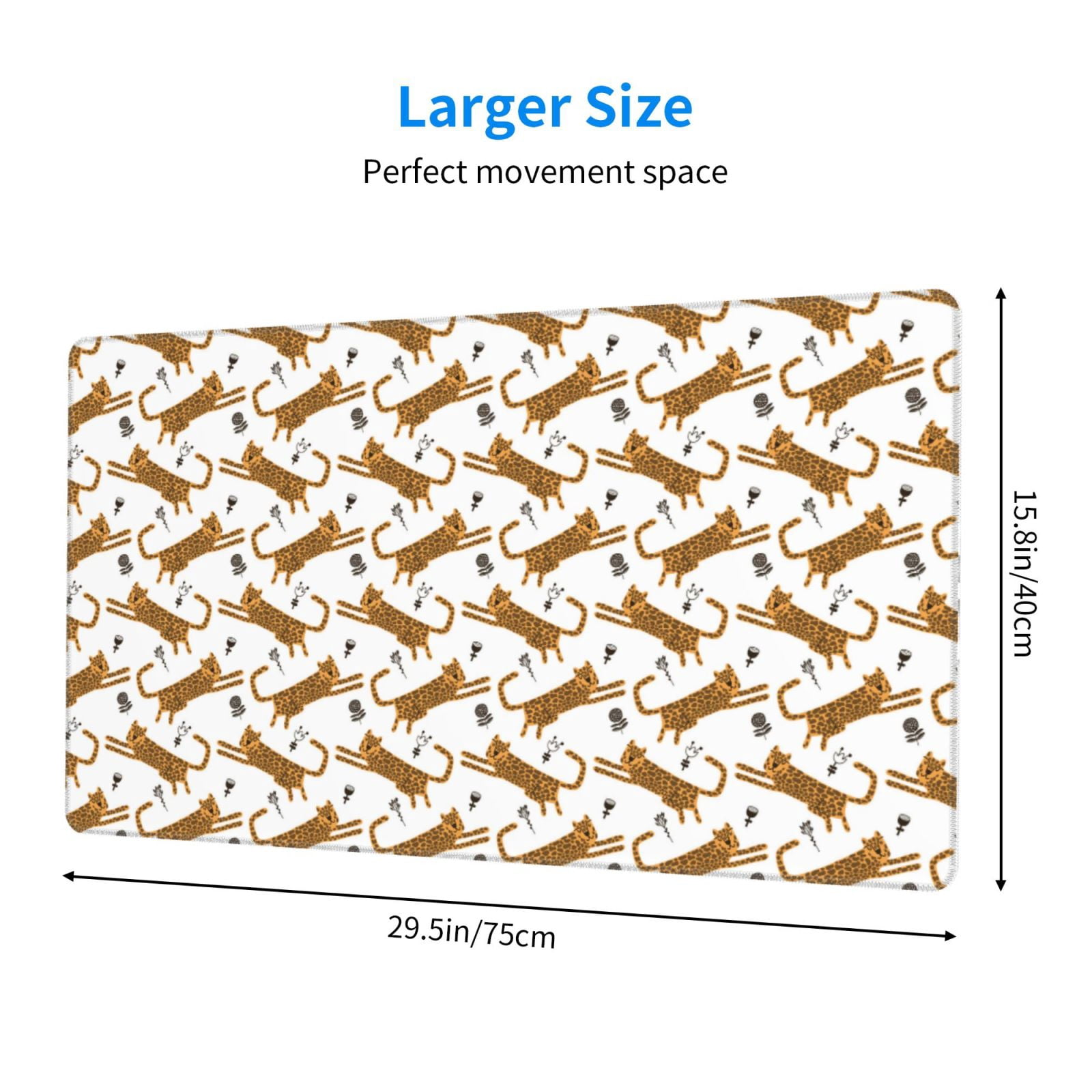 Kdxio Leopard Print Print Large Gaming Mouse Pad,Non-Slip Base,Water Resist Keyboard Pad for Gamer,Office & Home,29.5 x 15.8 in