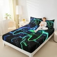 thumbnail image 4 of Homewish Blue Green Gamepad Bed Sheets for Kids, Modern Gaming Gamer King Sheets, Neon Nature Lightning Sheet Set, Luxury Bedroom Decor, 4 Pieces, 4 of 7