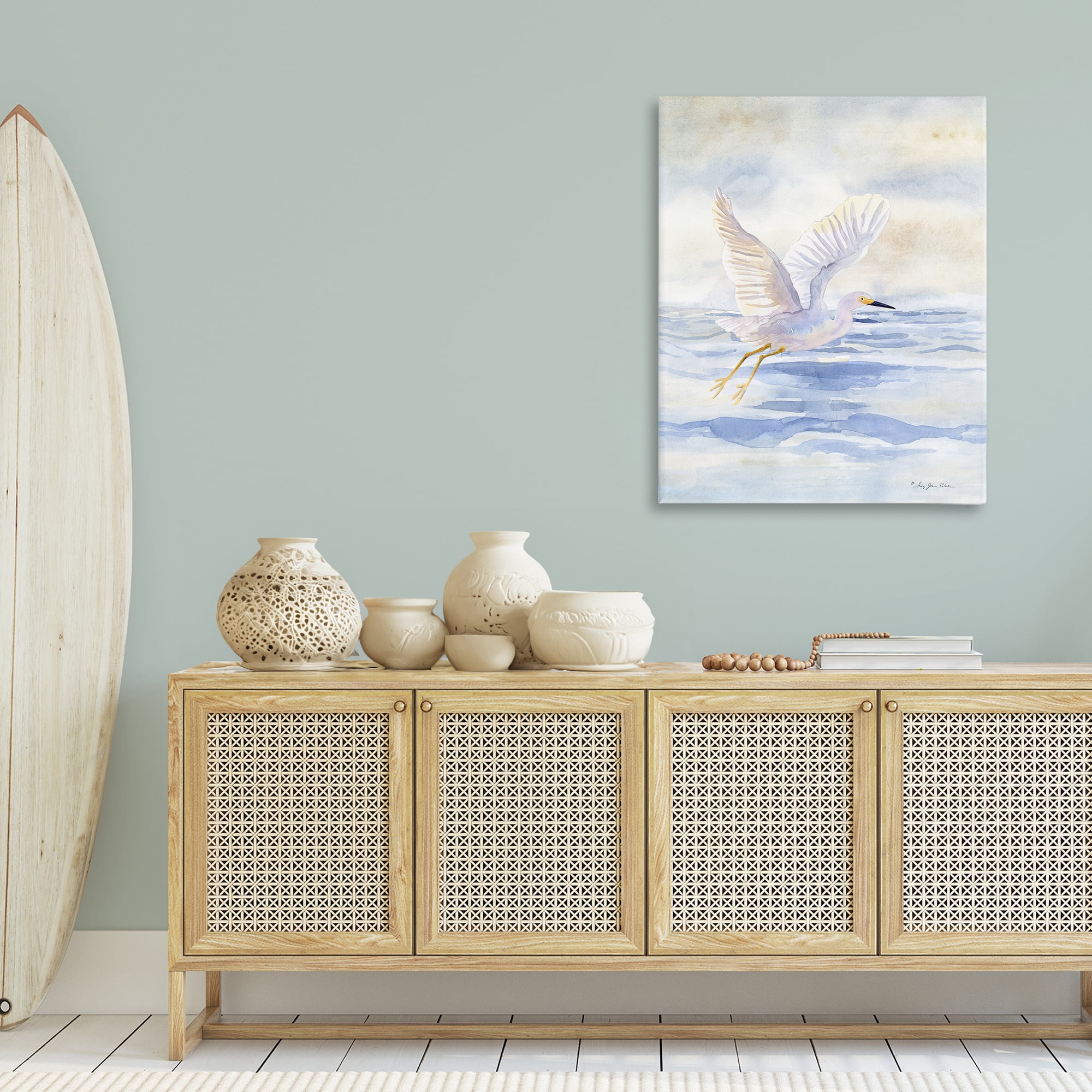 Stupell Industries Swan Flying Over Water Landscape Painting Gallery Wrapped Canvas Art Print Wall Art, 30 x 40