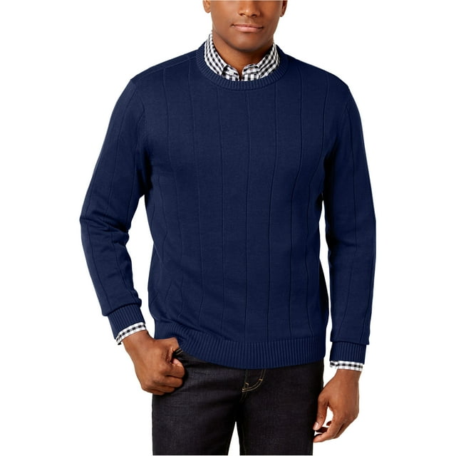 Club Room Chandail en Tricot Côtelé pour Hommes, Bleu, Petit