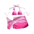 thumbnail image 2 of Lenago Swim Shorts Women Bathing Suit for Women Women Swim Suits Women's Three Piece Set Bikini Gradient Ribbon Hairpin Swimsuit Red S, 2 of 3