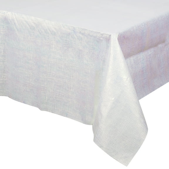 Iridescent White 54" x 102" Plastic Tablecloth by Way to Celebrate