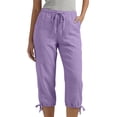 thumbnail image 5 of Axiiglly Cotton Linen Capri Pants for Women Drawstring Elastic Waist Relaxed Fit Summer Holiday Travel Lounge Capris, S-3XL, 5 of 9