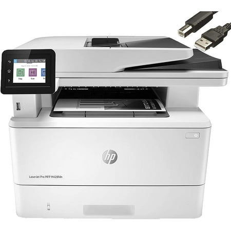 HP Laserjet Pro MFP M428fdn Monochrome Laser All-in-One Printer, Print Scan Copy Fax, Automatic 2-Sided Printing, 40 ppm, 250-sheet, 1200 x 1200 dpi, 512 MB, Bundle with JAWFOAL Printer Cable