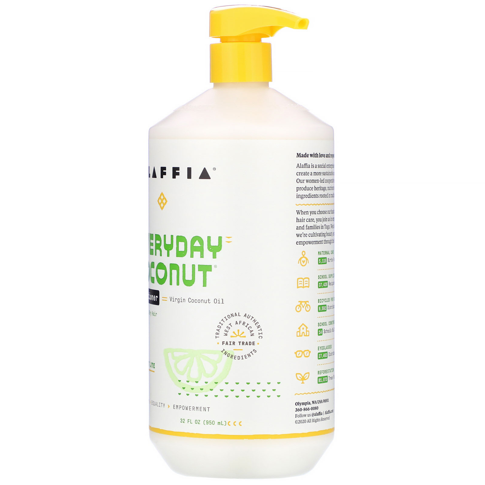 Alaffia, Everyday Coconut, Conditioner, Normal to Dry Hair, Coconut Lime, 32 fl oz (pack of 3) - image 4 of 5