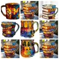 thumbnail image 2 of Painted Book Mug: Glass Painted Coffee Mug for Literature & Art Enthusiasts, 2 of 2