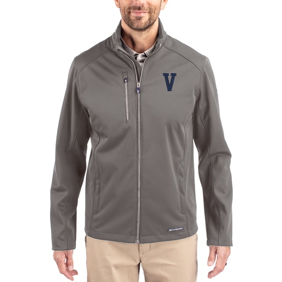 Men's Cutter & Buck Gray Villanova Wildcats Evoke Eco Softshell Recycled Full-Zip Jacket