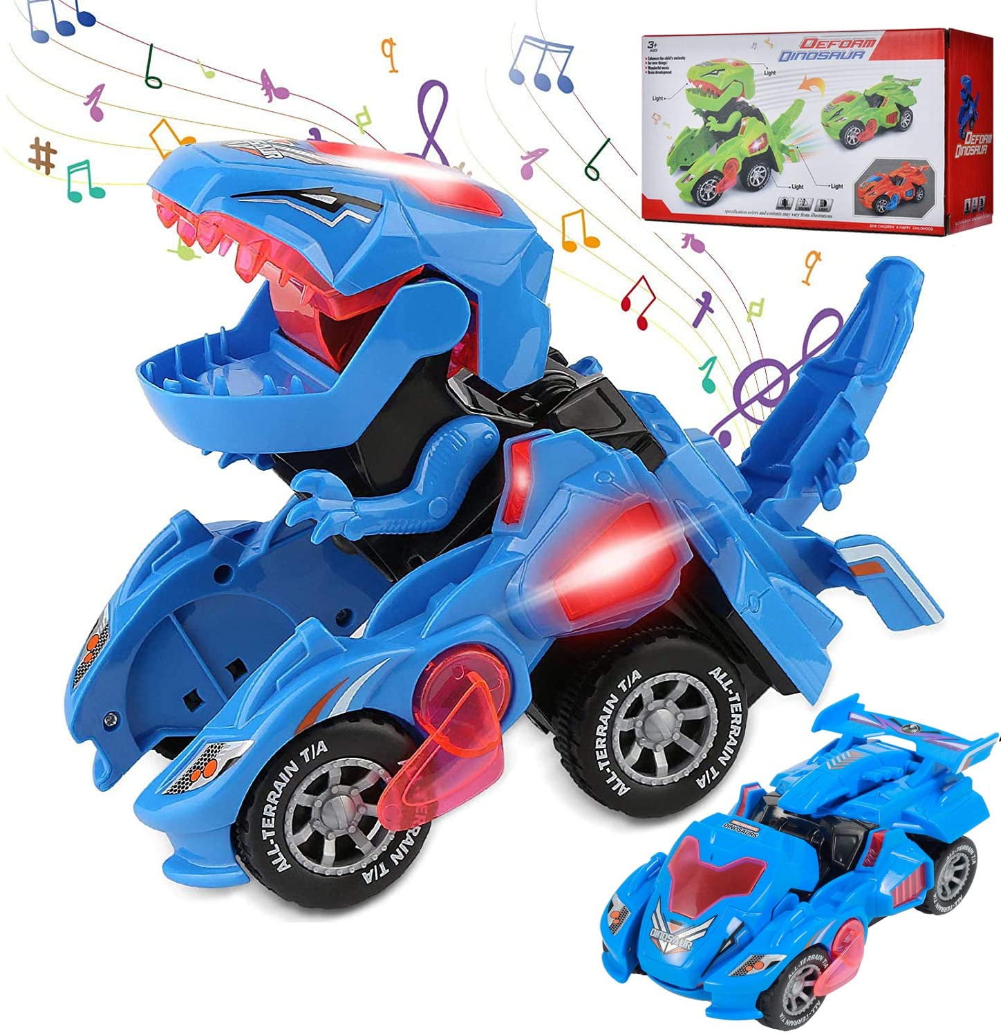 2 in 1 Dinosaur Toy Cars for Kids Boy Toys red Dinosaur Toys for Kids 3-5,Automatic Dino Transformers Toys Dino Toy Cars Christmas Birthday Gifts for Toddlers Boys Girls