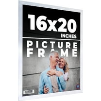 16x20 Silver Metallic Wood Frame - 'Brushed Steel' Thin - Great for Posters, Photos, Art Prints,