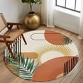 thumbnail image 2 of Round Rug 5Ft Washable Non-Slip, Boho Geometric Circle Area Rugs for Living Room Bedroom, Farmhouse Orange Abstract Leaves Stripes Indoor Floor Mats Carpet Runner for Home Decor Aesthetic, 2 of 8
