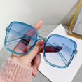 thumbnail image 3 of Gafas de sol cuadradas de gran tamaño para mujer, modernas gafas de sol cuadradas con lentes degradadas, protección UV para vacaciones, uso diario, conducción en coche, azul transparente, 3 of 5