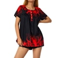 thumbnail image 1 of Sunloudy - Camiseta larga con cuello henley para mujer, camisetas de manga corta con estampado de flores, rayas, llamas y oro Sunloudy  S M L XL XXL, 1 of 8