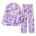 thumbnail image 4 of SUYIDA Pajamas for Women Satin Pajamas Set 2Pcs Long Sleeve Print Pattern Button Down Pjs Sleepwear Loungewear Set, 4 of 4