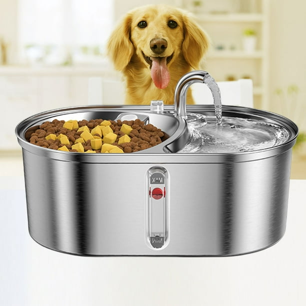 Alimentador Alimentos y Dispensador Dispensador de agua para perros Fuentes para mascotas Acero inoxidable Ultra silencioso 3L (UE) Likrtyny Para estrenar