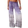 thumbnail image 2 of Work Out Leggings Gym for Women Casual Loose Gradient Tie-Dye Printed Long Wide Leg Yoga Trousers Purple L, 2 of 5