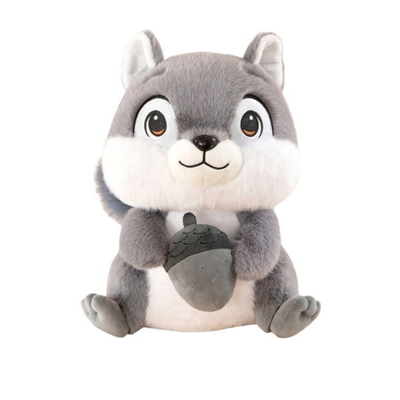 Squirrel Plush Toy Holding Acorn, Soft Forest Animal Stuffed Doll for Autumn Festive Decor and Birthday Gift