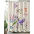 thumbnail image 2 of Shower Curtains Spring Flower Bath Curtain Butterfly Colorful Waterproof Bathroom Shower Curtain Set with Hooks Decoration 72 x 84 Inches, 2 of 7