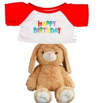 New Flopsy the Bunny Plush Toy In Happy Birthday T-Shirt with Red Sleeves - 8 Inch Bunny Stuffed Animal, Cute & Soft Cuddly Birthday Teddy Bear, Gift for Kids, Birthday Decor, Party Favor