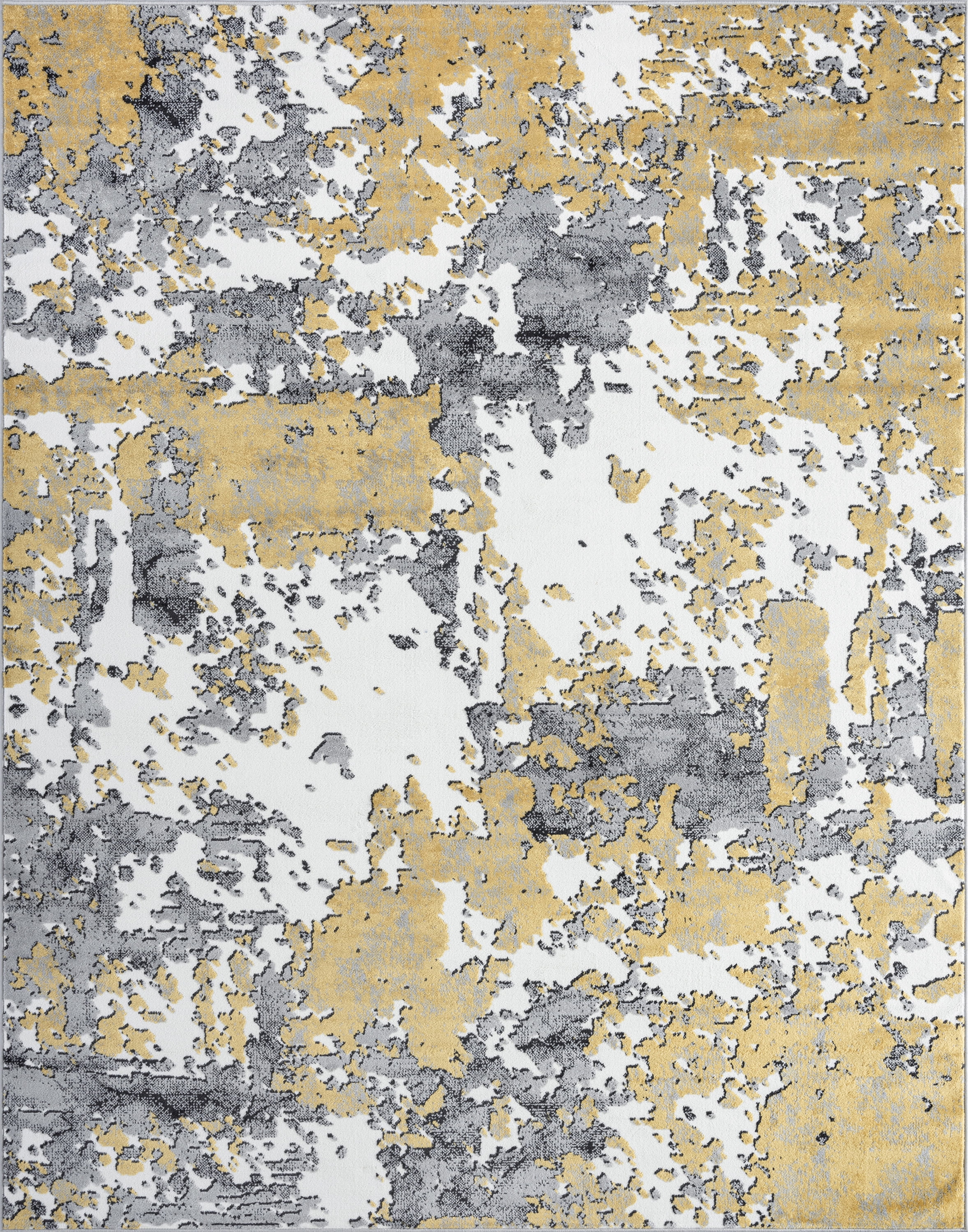 Contemporary 8x10 Area Rug (7'11'' x 10'3'') Abstract Yellow, Gray Living Room Easy to Clean