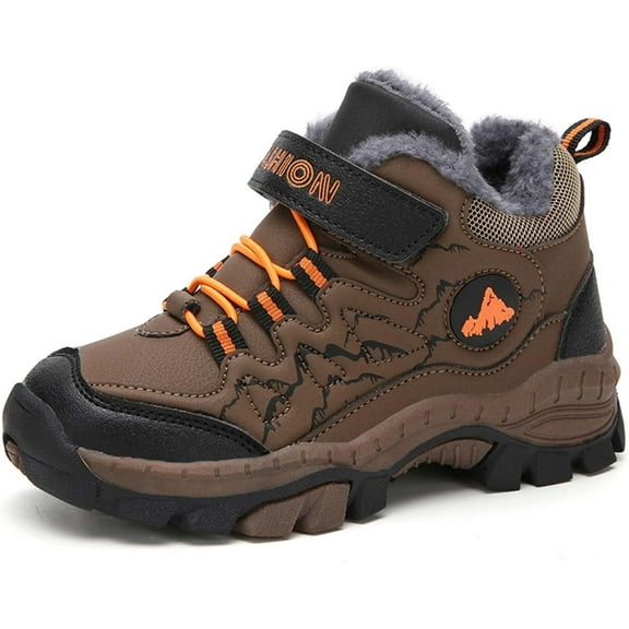 Kids Boys Winter Hiking Boots Warm Lined Snow Boots Anti Collision Anti-Skid Athletic Outdoor Adventure Camping Trekking Shoes