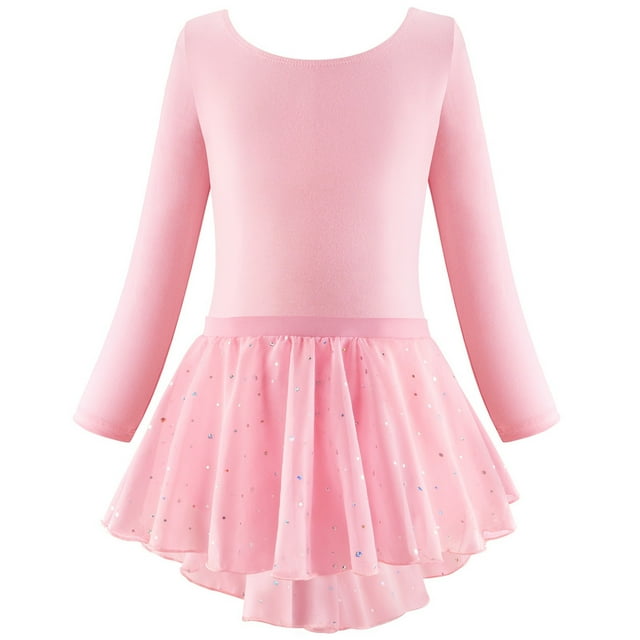 AJIWYH Justaucorps de Ballet, Justaucorps à Jupe de Ballet, Justaucorps de Ballet pour Filles à Manches Longues Rouge, 4-5 Ans