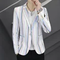 thumbnail image 3 of Abrigos Chaqueta para Hombre Trajes y Blazers de Hombre de Botonadura Sencilla Blanco Rayado Nuevo en Ropa Casual Original Elegante Verano Primavera, 3 of 5