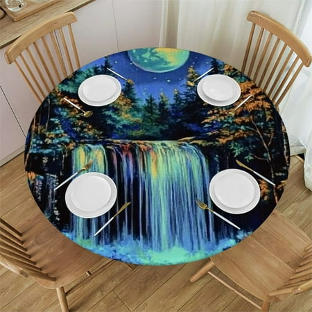 

Autua Moonlight Waterfall Round Tablecloth 100% Polyester Stain-Resistant for Indoor and Outdoor Dining Kitchen Parties - Ideal for Home Kitchen/Parties/Holiday Dinner 38 -42