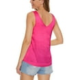 thumbnail image 6 of NeedBo Women's Silk Satin Tank Tops V Neck Camisole Sleeveless Casual Blouses Basic Tank Shirt, Hot Pink XS, 6 of 7