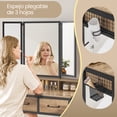 thumbnail image 3 of Table de Maquillage avec Tabouret Rembourré, avec Miroir Triple, 3 Tiroirs, Porte-sèche-Cheveux, Pot, Style Industriel, Marron et Noir, 3 of 6