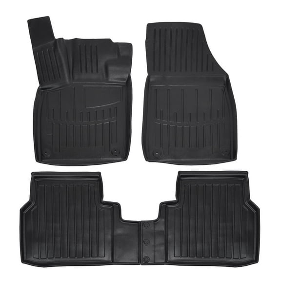 3D Floor Mats for 2021-2026 Volkswagen ID.4 Heavy Duty, Custom Fit, All Weather Liner Front & 2nd Row Full Set Rubber, Black