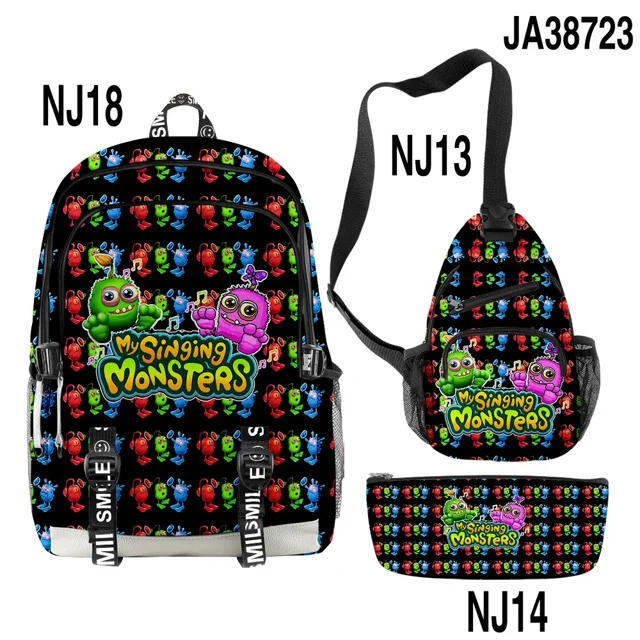 Nouveau Produit en Trois Pièces My Singing Monsters Entourant Monster Concert Étudiant Cartable Sac à Dos Trousse Cartable
