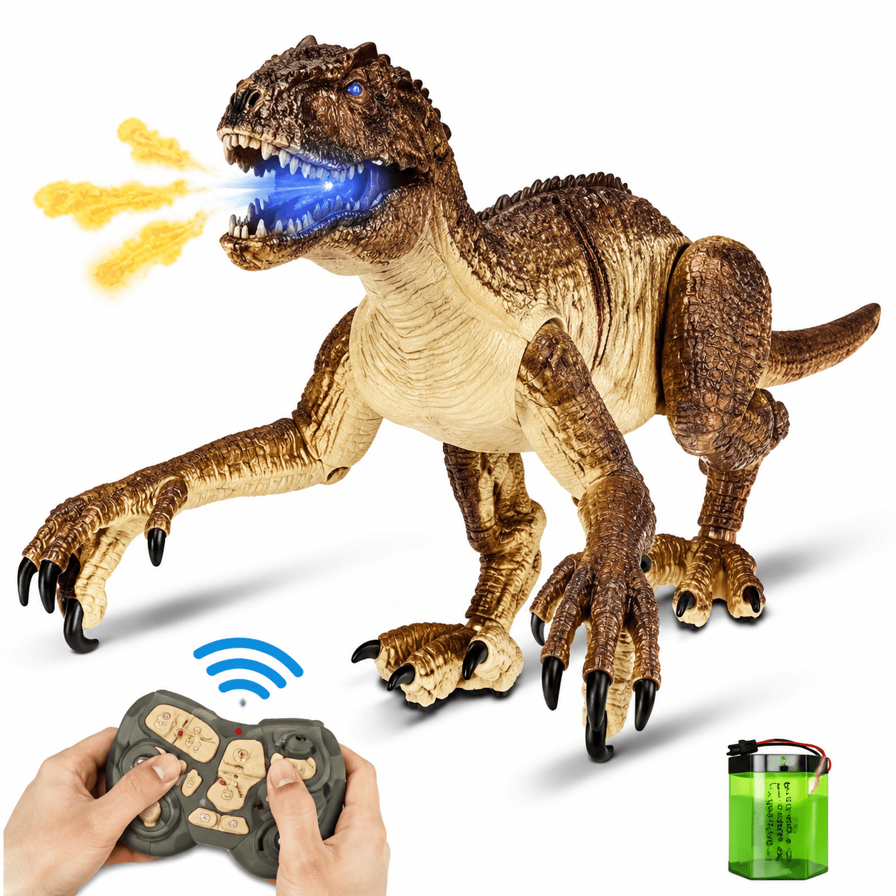 Richgv, Dinosaur Toy, Remote Control Walking Roaring Spray, Gray