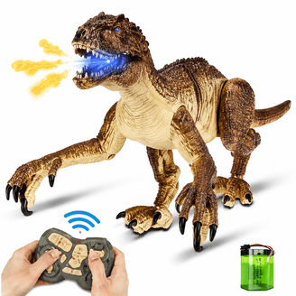Richgv, Dinosaur Toy, Remote Control Walking Roaring Spray, Gray