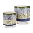 thumbnail image 1 of IMAX Z26391-2 Basim Footed Ceramic Planters - Blue, Set of 2, 1 of 1