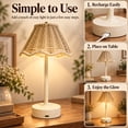 thumbnail image 7 of Vintage Rattan LED Table Lamp, Rechargeable Touch Dimmable Bedside Light, Scalloped Woven Shade Decorative Lamp for Bedroom Living Room Patio, 7 of 7