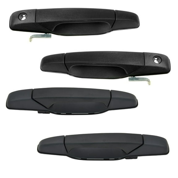 TRQ Exterior Outside Door Handle Black Kit Set of 4 for Chevy Pickup Truck SUV DHA36997