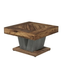 31.5” Square Coffee Table – Modern Rustic Wood Center Table for Living Room with Crisscross Base, Industrial Cocktail Accent Table, Rustic Brown & Black