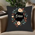 thumbnail image 5 of Set of 2 Elegant Floral Wreath Throw Pillow Covers 18x18in - Black Background with Peach & Green Leaves Perfect for Couch & Bed, 5 of 8