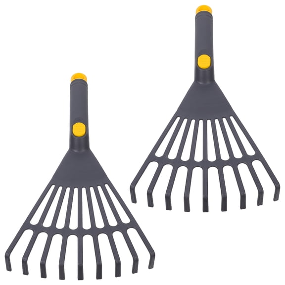 WRITWAA 2-Pack Lightweight Small Plastic Garden Rakes with Ergonomic Handles for Leaf Cleanup and Lawn Maintenance