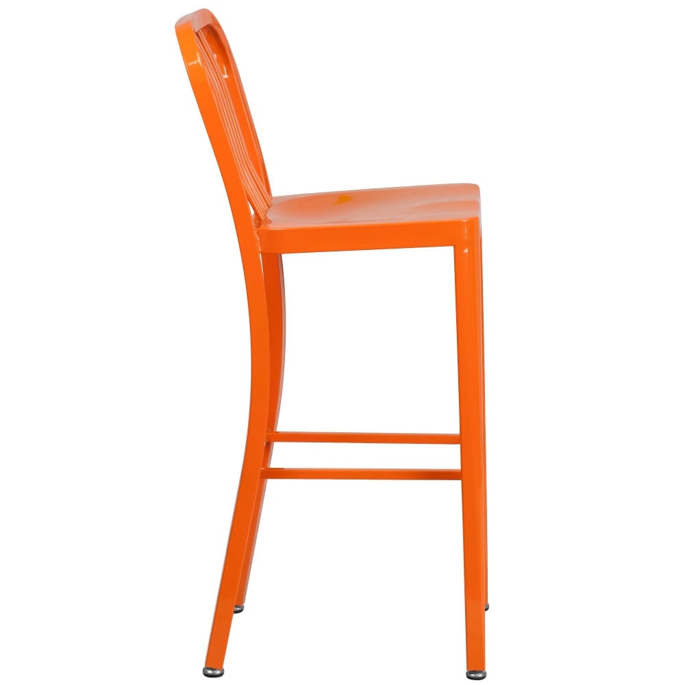 Flash Furniture 2 Pack 30'' High Metal Indoor-Outdoor Barstool with Vertical Slat Back Orange - image 3 of 5