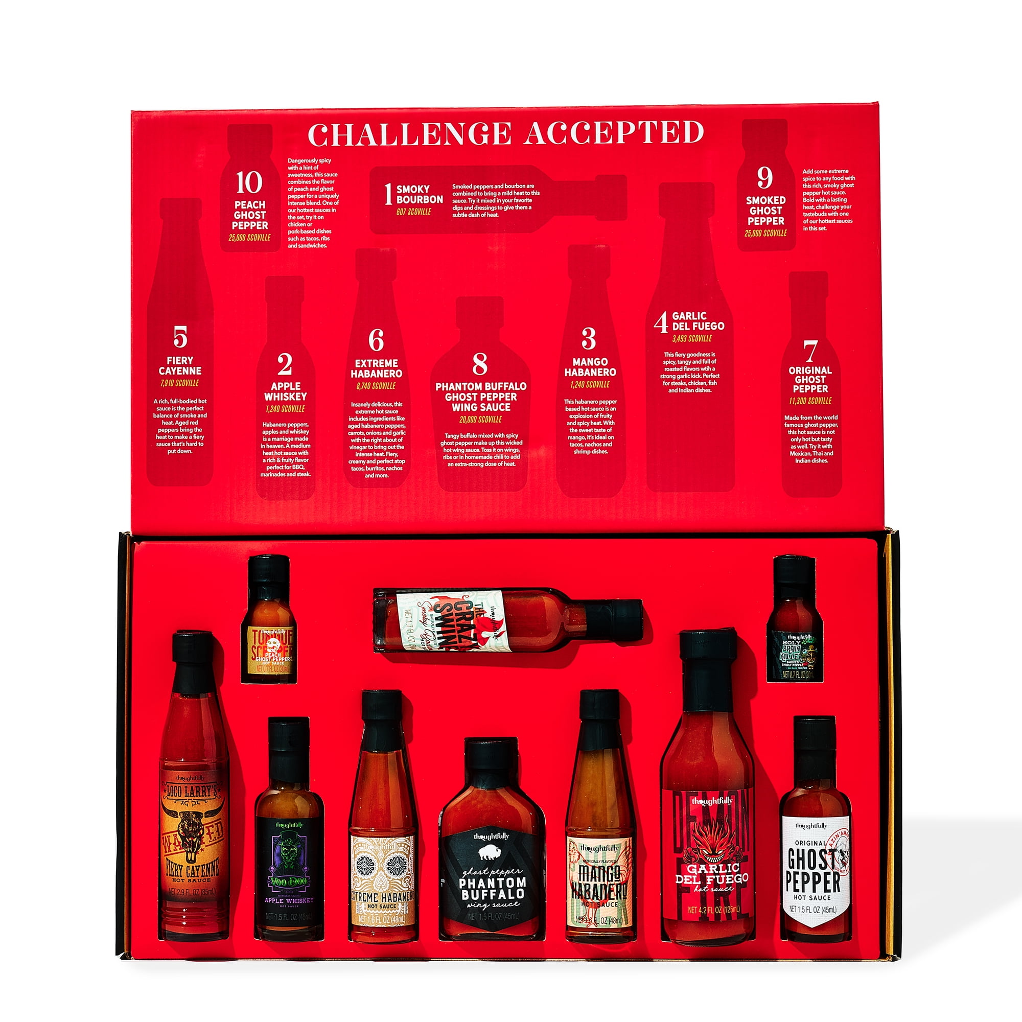 Hot Sauce Challenge Gift Set, Mild to Extreme Variety Pack, Set of 10 | Spicy Food Challenge, Heat Seekers, Grill Master Gift, Game Night, Unique Gift for Men, Dad, Father, Birthday and Christmas