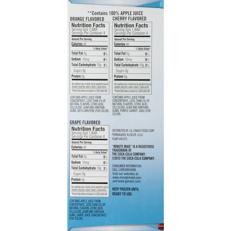 Minute Maid Juice Bars-Orange, Cherry, Grape 12 count