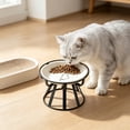 thumbnail image 4 of Elevated Ceramic Cat Bowl With Metal Stand Anti Tip Pet Food Water Bowl Cute Pattern Raised Feeding Dish For Small Medium Cats Dogs Prevent Neck Strain Indoor Pet Feeder, 4 of 6
