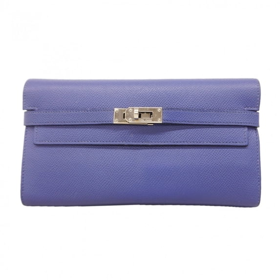 Pre-Owned Hermes Kelly Wallet Verso Long Wallet, Veau Epsom Leather, Blue Brighton Capucines, C...