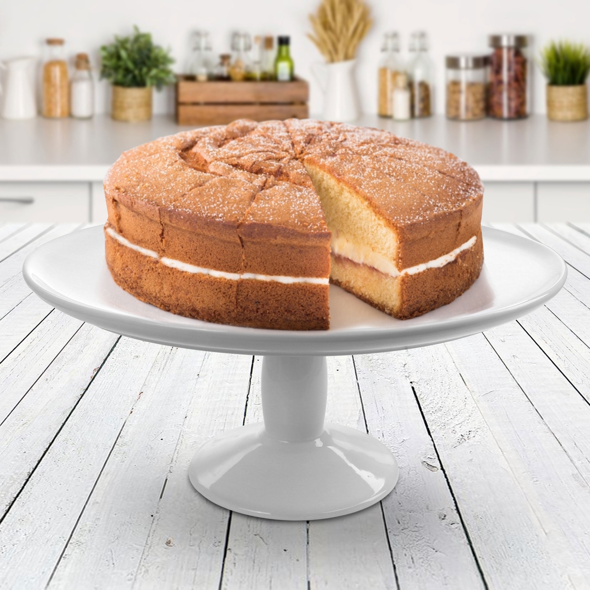 Martha Stewart Fine Ceramic Cake Stand, 12", White