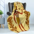 thumbnail image 4 of Ethnic Soft Flannel Fleece Throw Blanket, Egyptian Hieroglyph with Symbolic Figure Retro Myth Papyrus Graphic, Cozy Plush for Indoor and Outdoor Use, 50" x 70", Pale Yellow Marigold Red, by Ambesonne, 4 of 5