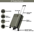 thumbnail image 6 of Lee 21 in Unisex Carry-On Luggage, Olive, 6 of 14