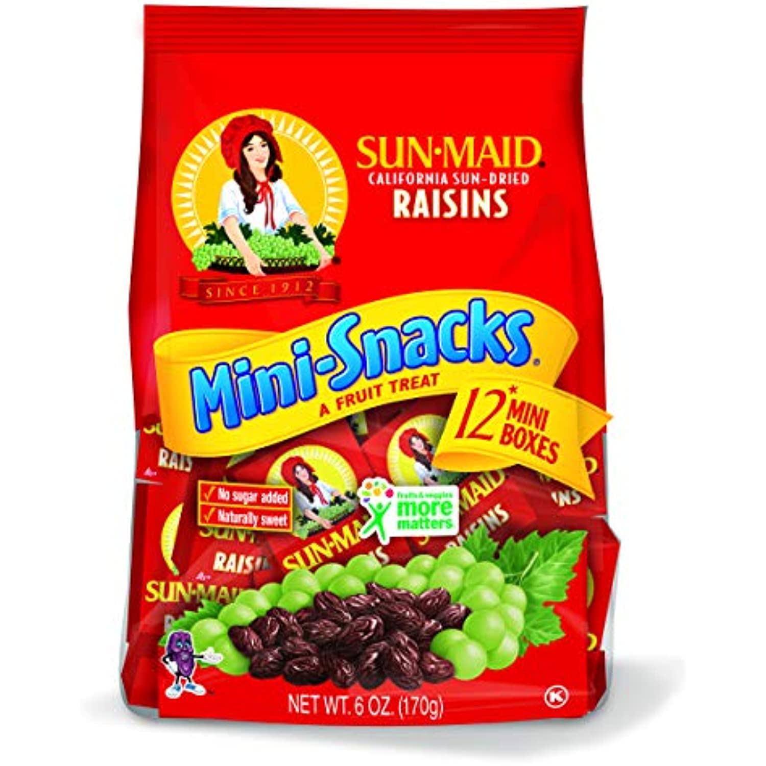 SunMaid California Dried Raisins Mini Snack Packs .5 Oz Boxes12 Ct (Pack Of 3)